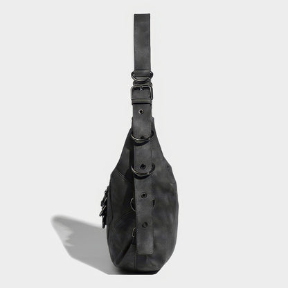 Black Buckle Strap Shoulder Bag