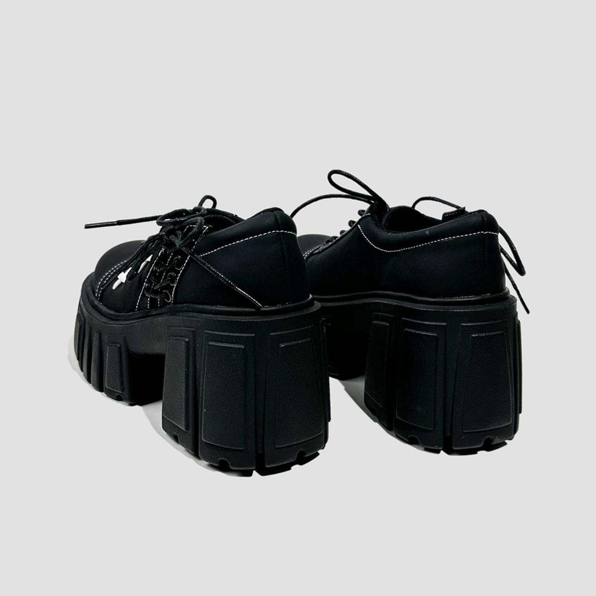 Black Stitch Detail Platform Shoes