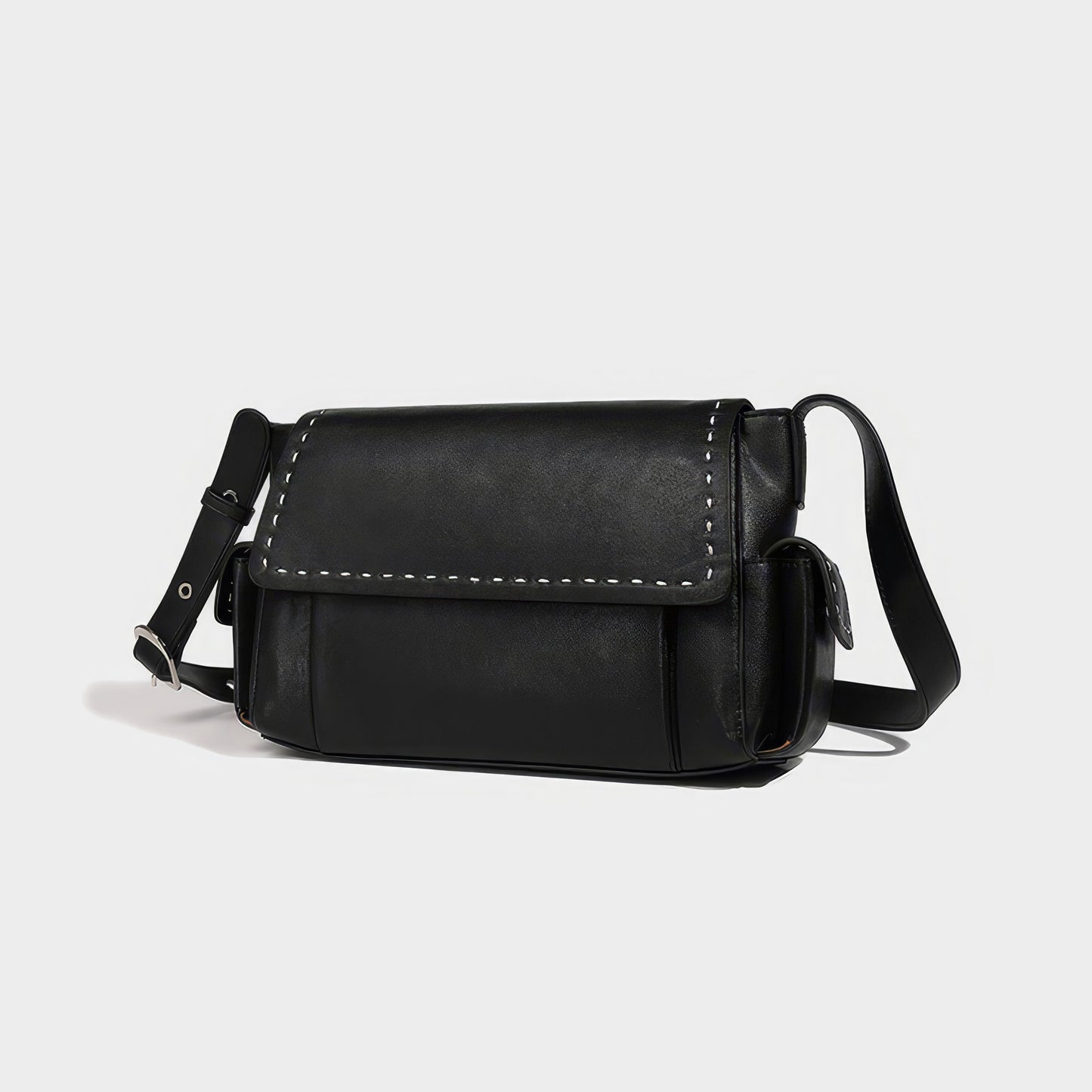 Stitch Detail Flap Faux Leather Crossbody
