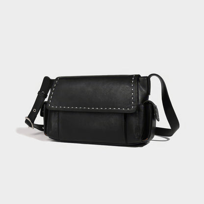 Stitch Detail Flap Faux Leather Crossbody