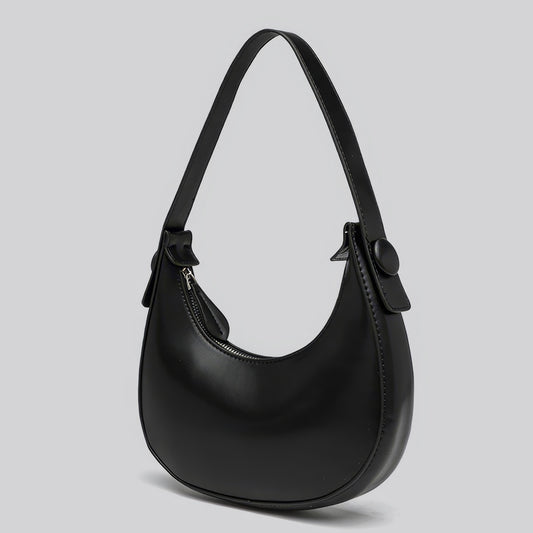 Minimal Crescent Faux Leather Shoulder Bag