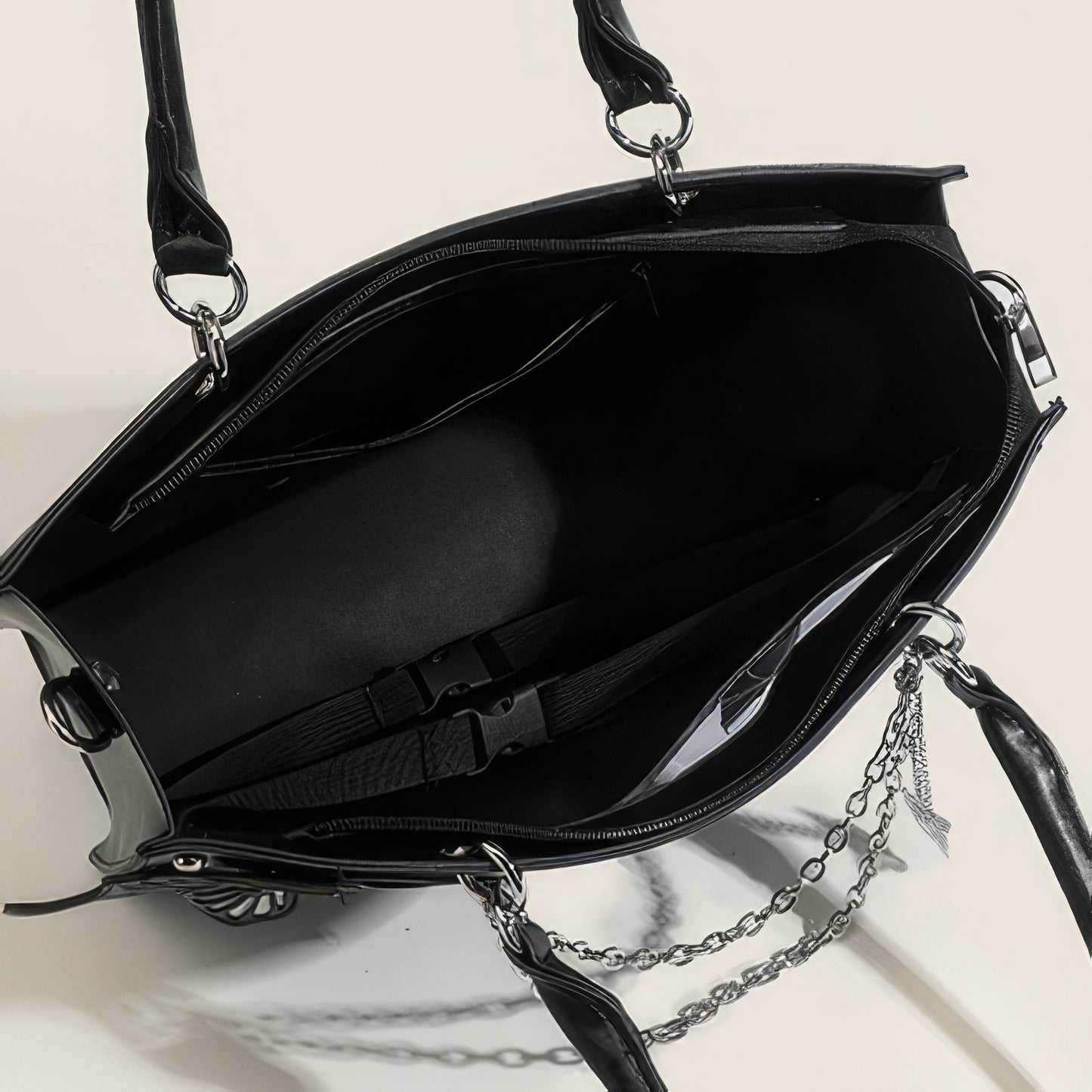 Butterfly Chain Panel Satchel Bag