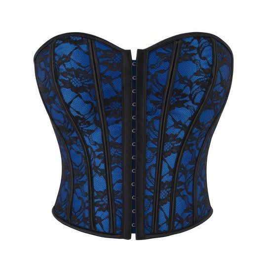 Blue Lace Overlay Bustier Corset
