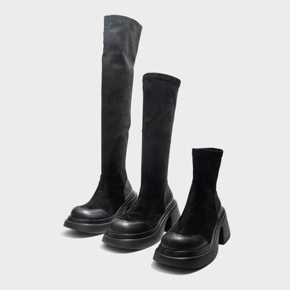 Black Stretch Platform Boots