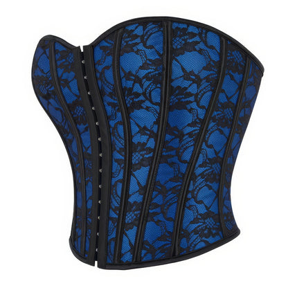 Blue Lace Overlay Bustier Corset