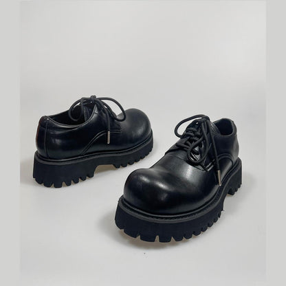 Black Chunky Lug Sole Derby Shoes