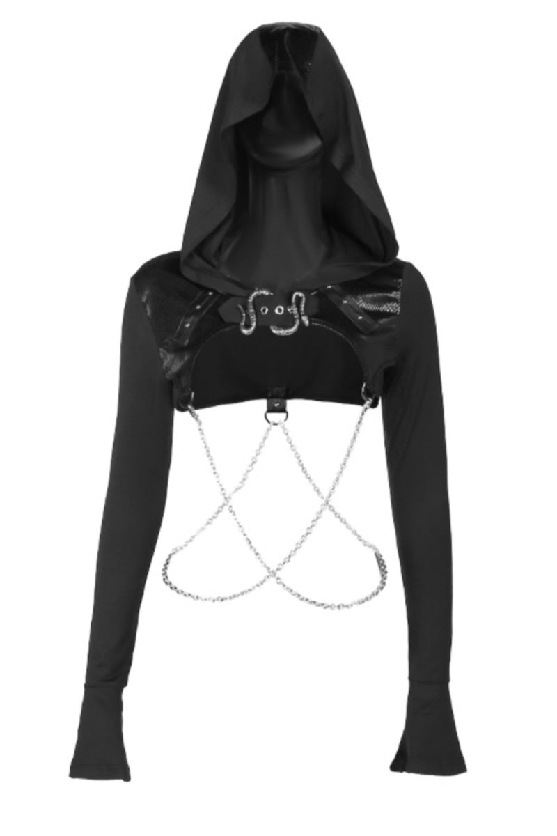 Black Hooded Buckle Shrug