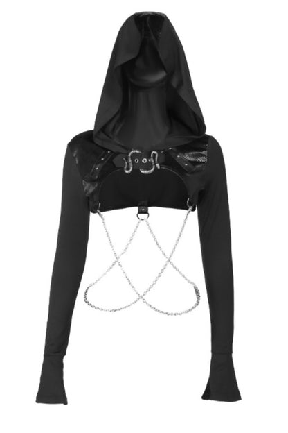 Black Hooded Buckle Shrug