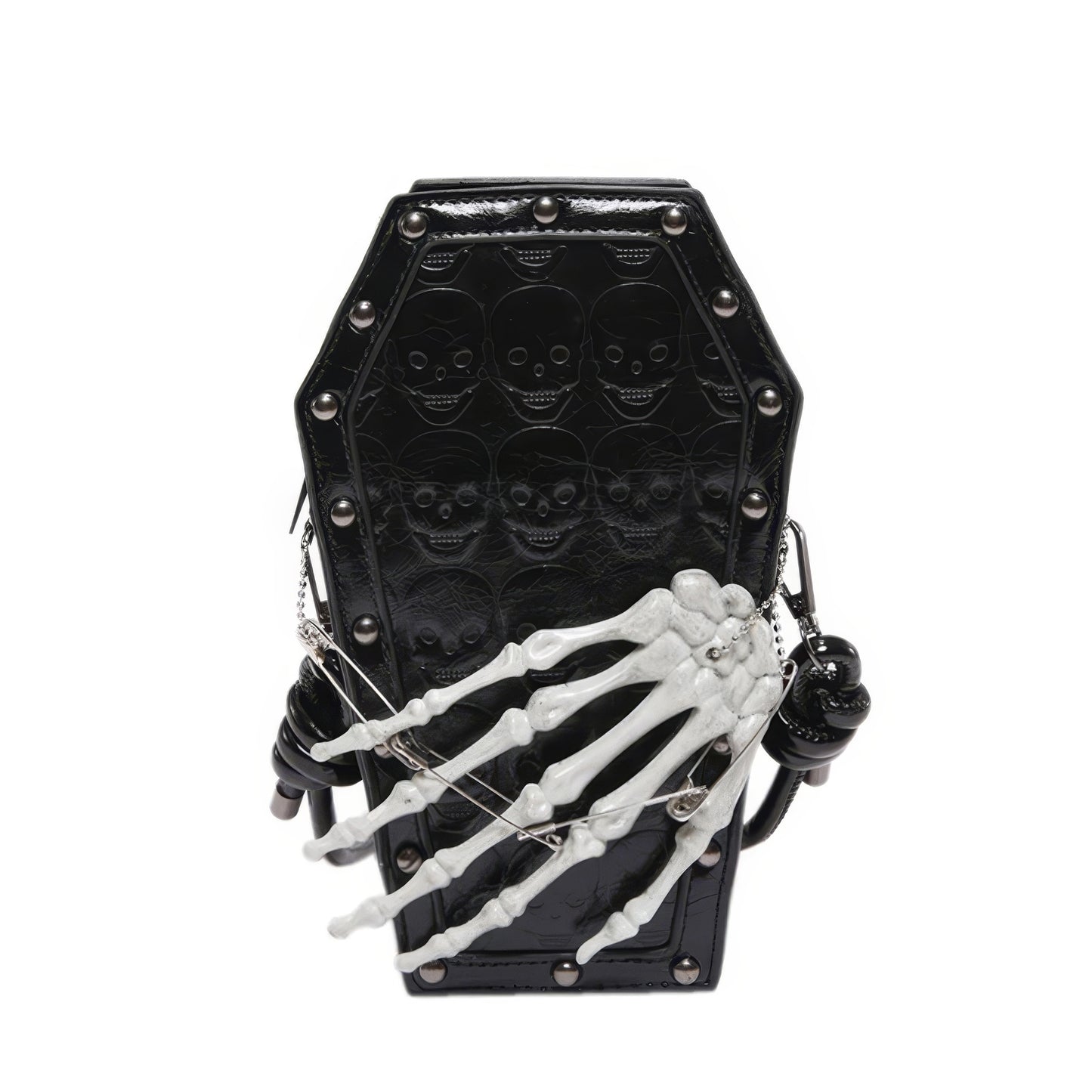 Skeleton Coffin Studded Shoulder Bag