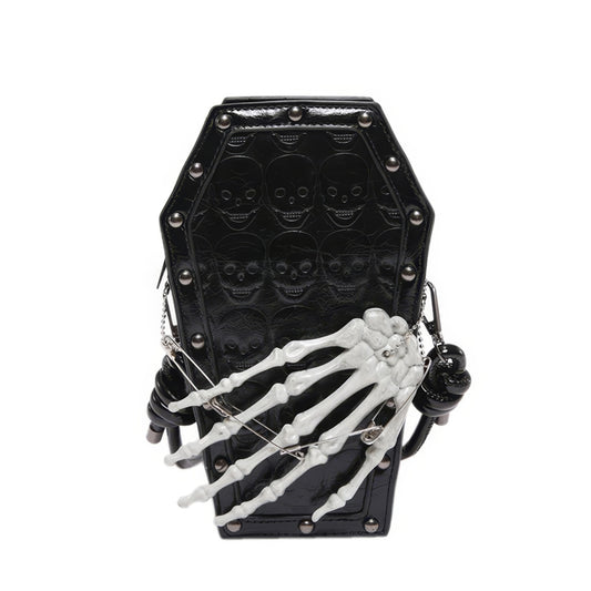 Skeleton Coffin Studded Shoulder Bag