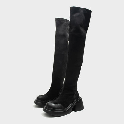 Black Stretch Platform Boots