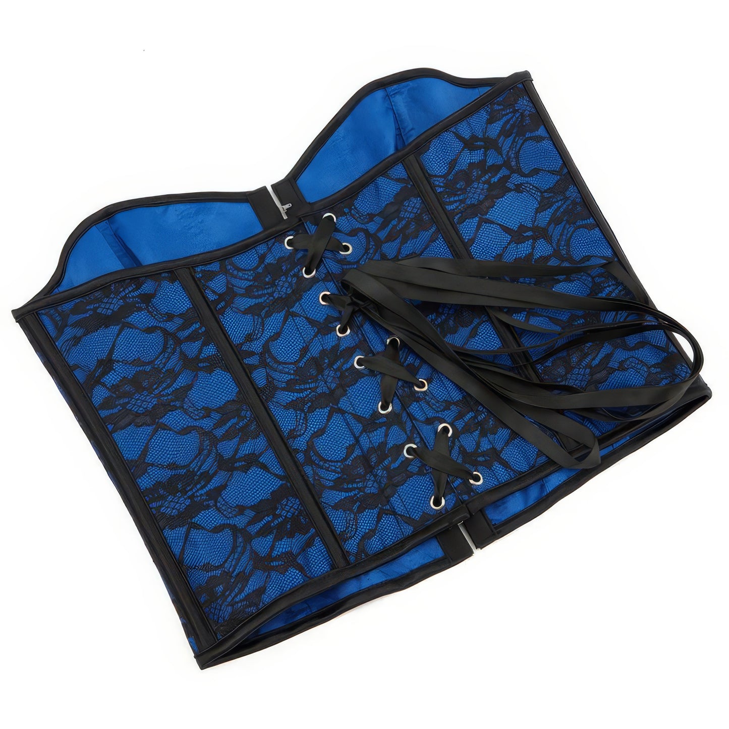 Blue Lace Overlay Bustier Corset