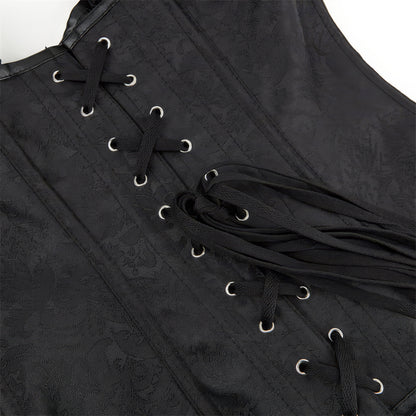Baroque Puff Sleeve Jacquard Corset Top