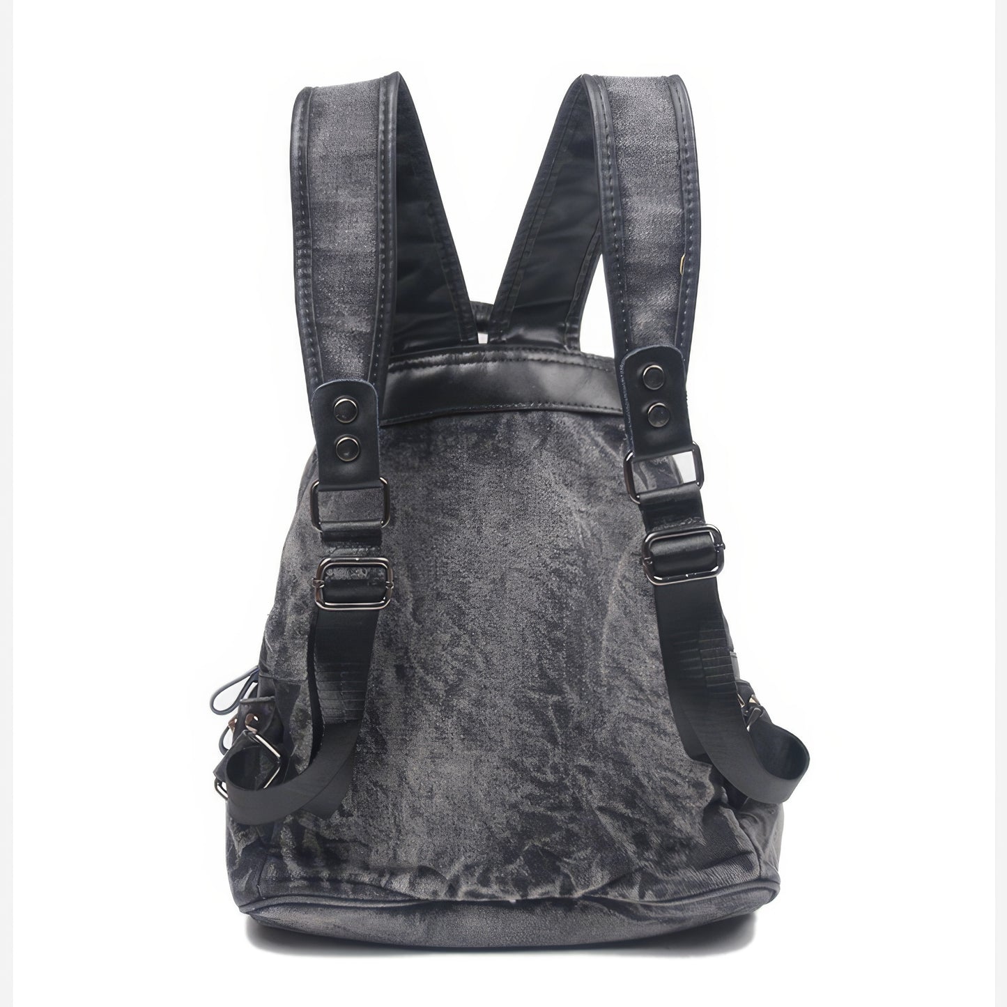 Washed Denim Eye Patch Stud Backpack