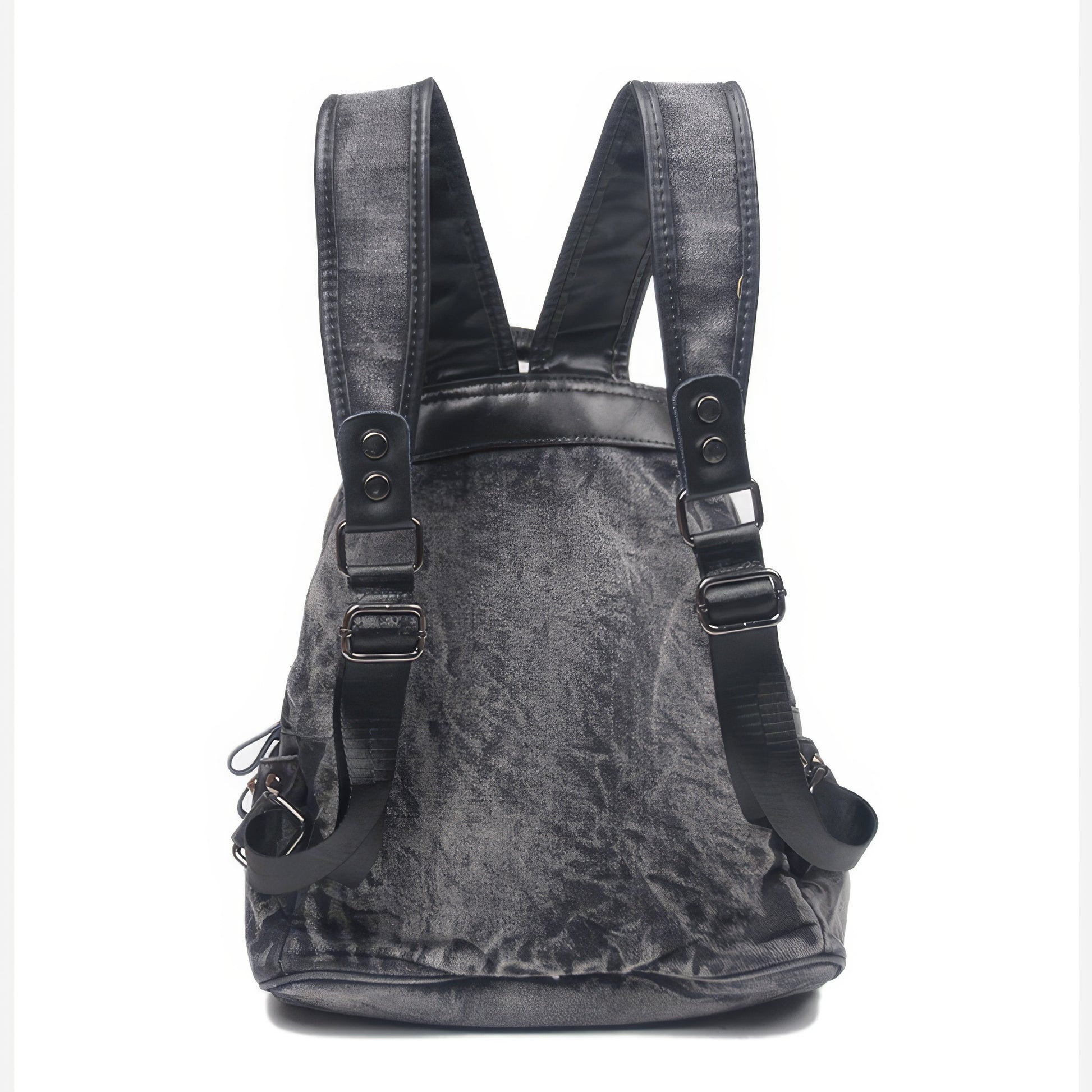 Washed Denim Eye Patch Stud Backpack