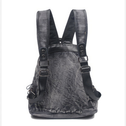 Washed Denim Eye Patch Stud Backpack