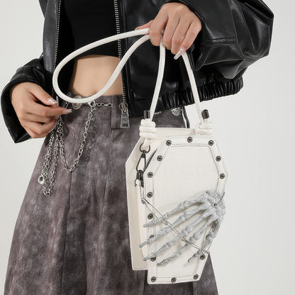 Skeleton Coffin Studded Shoulder Bag