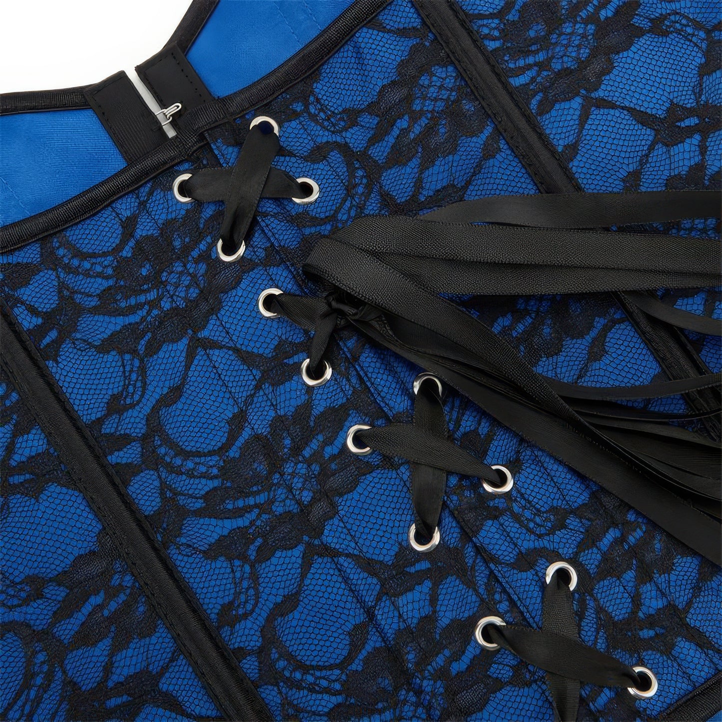 Blue Lace Overlay Bustier Corset