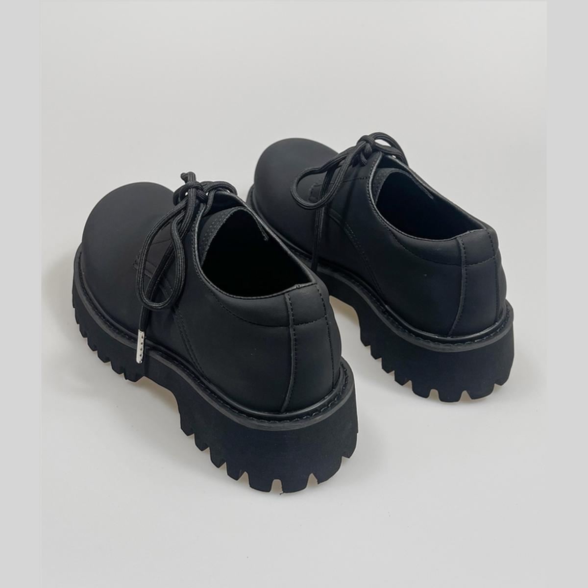 Black Matte Chunky Derby Shoes