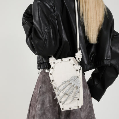 Skeleton Coffin Studded Shoulder Bag