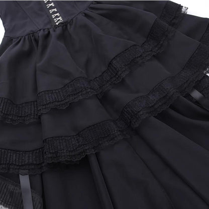 Lace Trim Layered High-Low Skirt