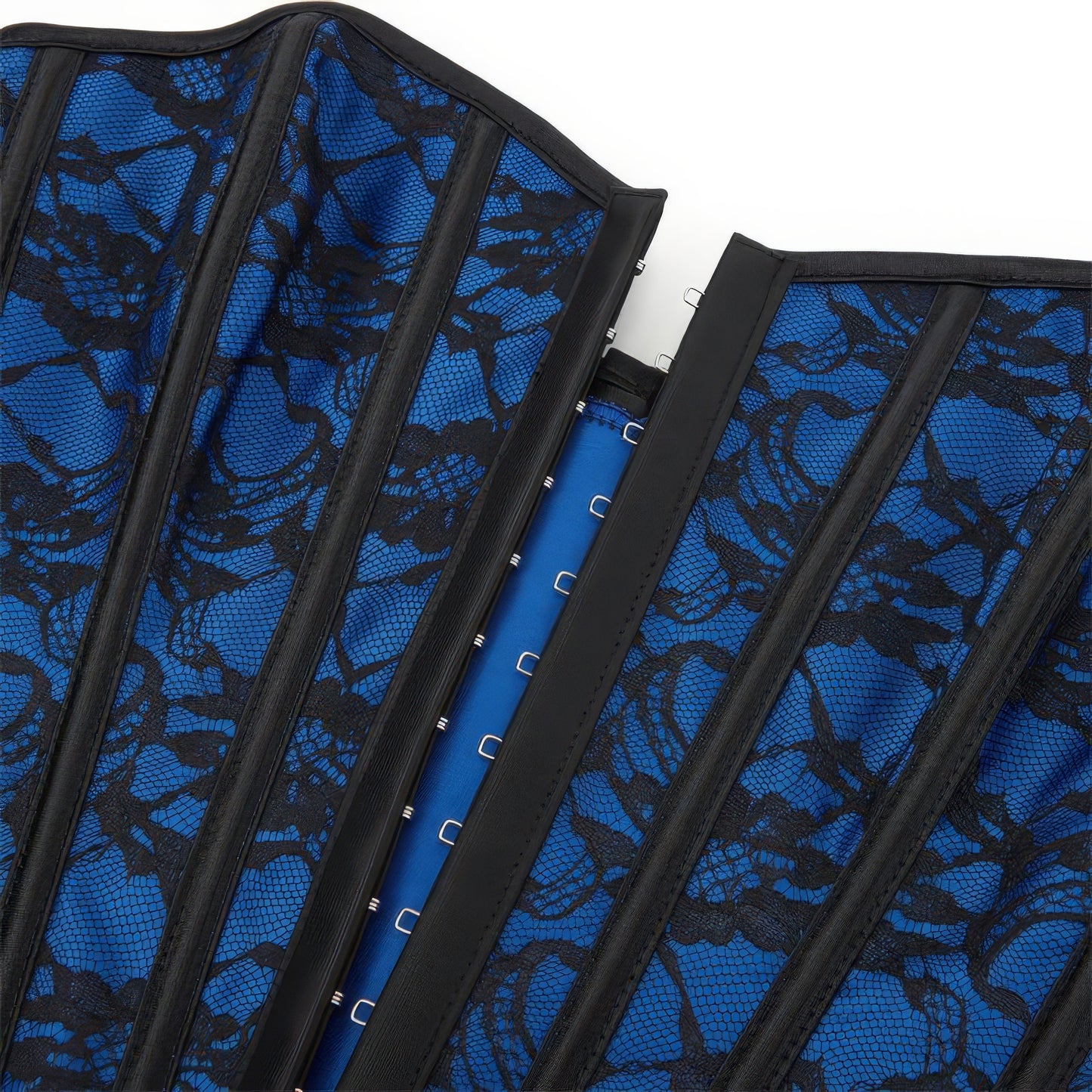 Blue Lace Overlay Bustier Corset