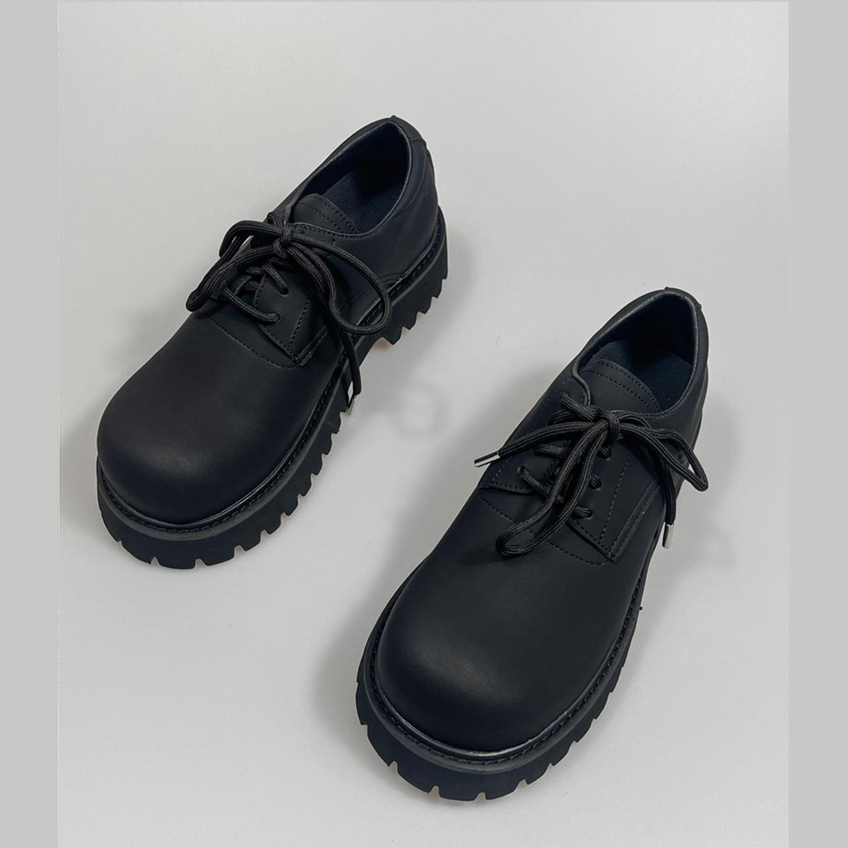 Black Matte Chunky Derby Shoes