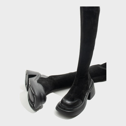 Black Stretch Platform Boots