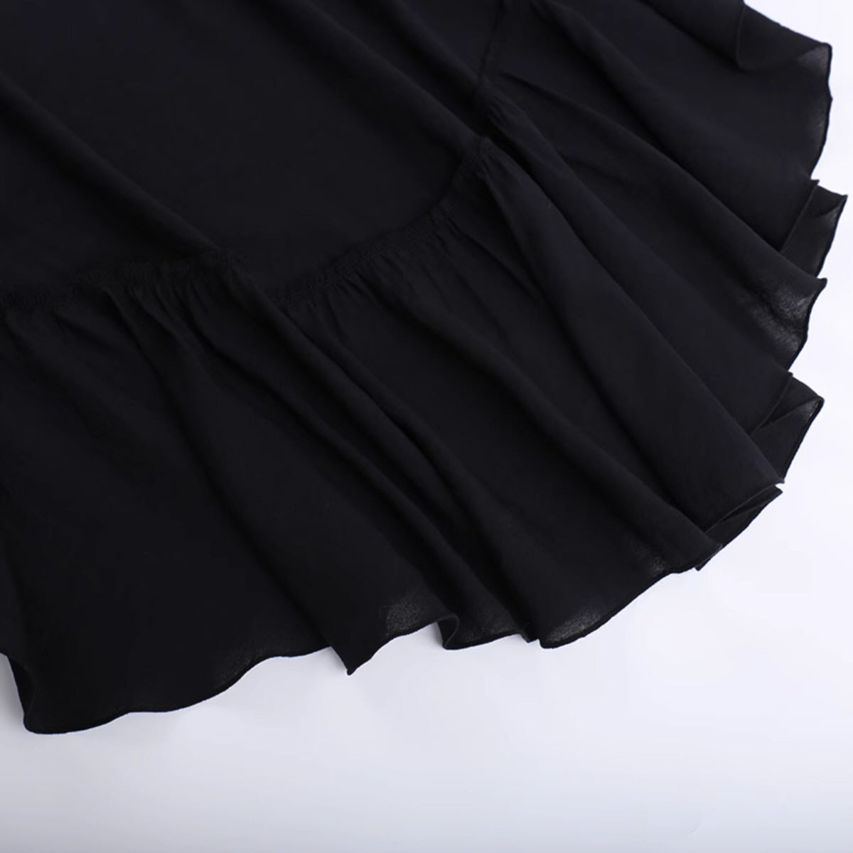Black High-Low Ruffle Skirt