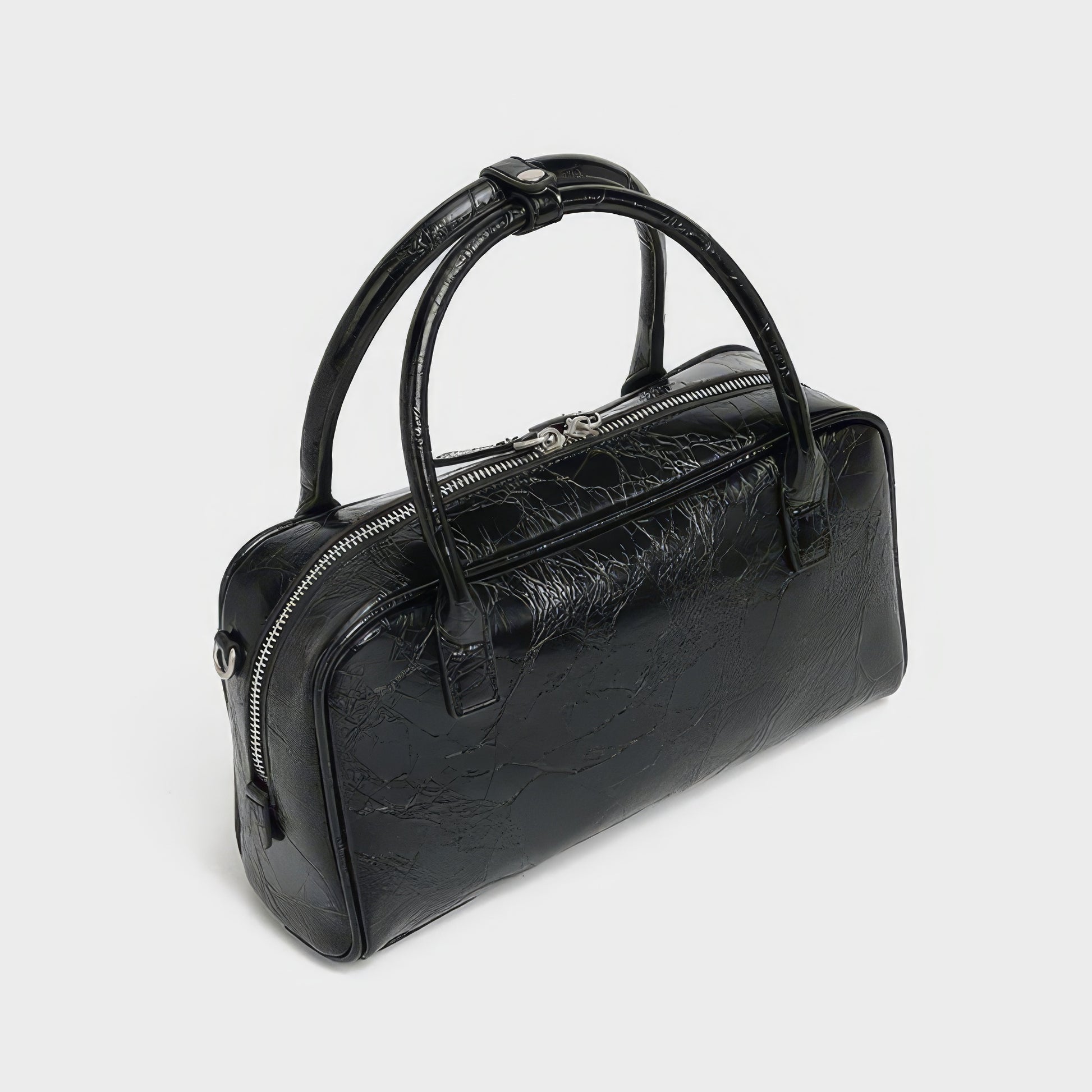 Crinkled Glossy Rectangle Handbag