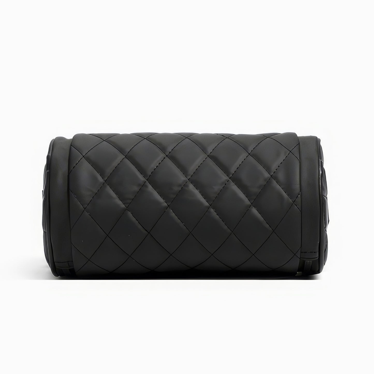 Quilted Barrel-Shaped Black Crossbody Bag