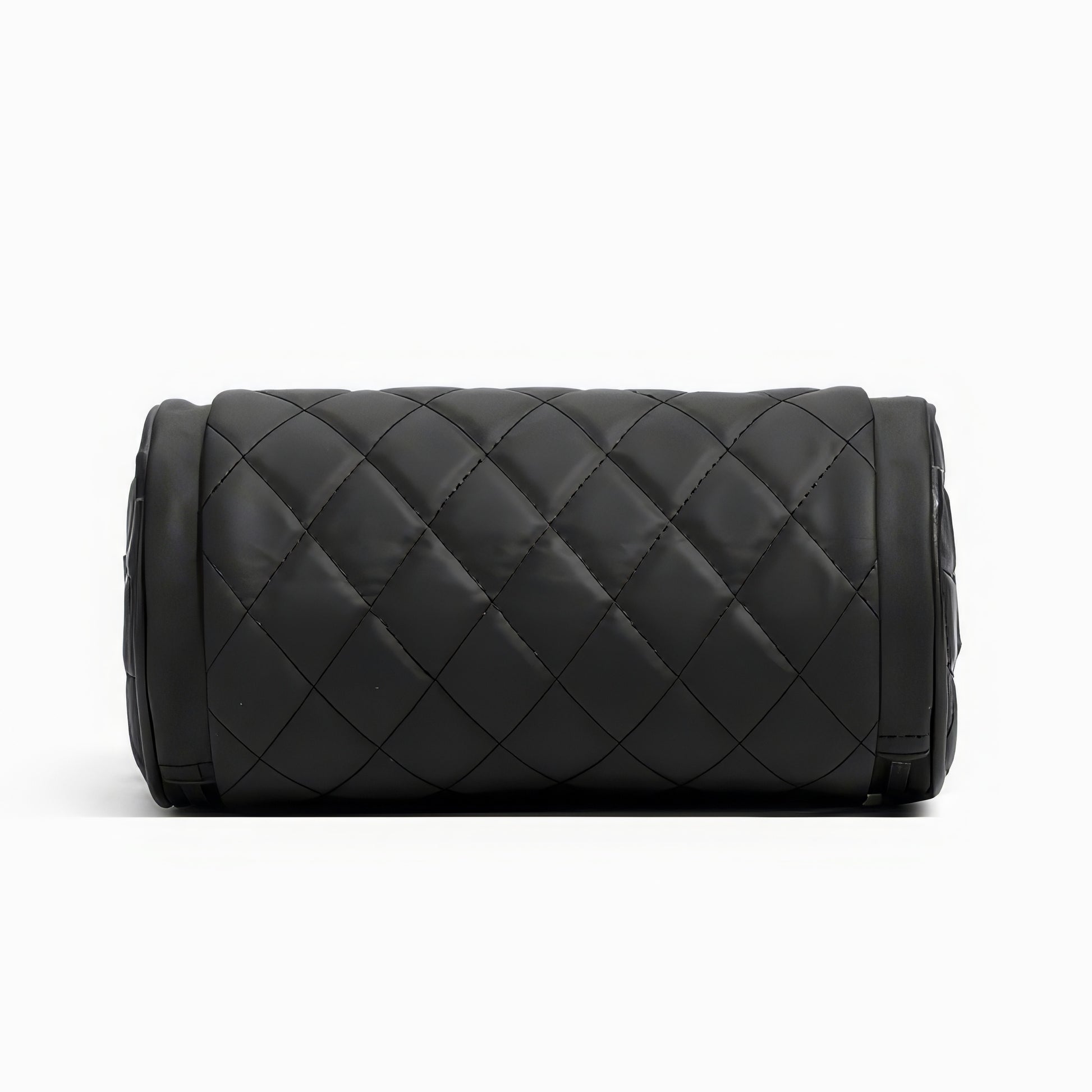Quilted Barrel-Shaped Black Crossbody Bag