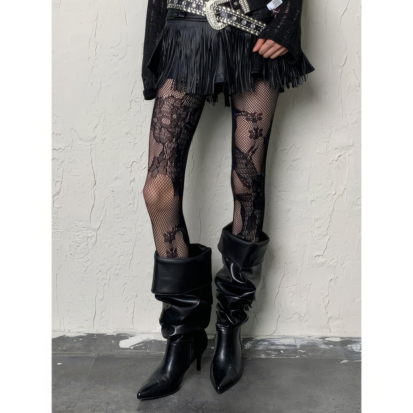 Floral Lace Fishnet Tights