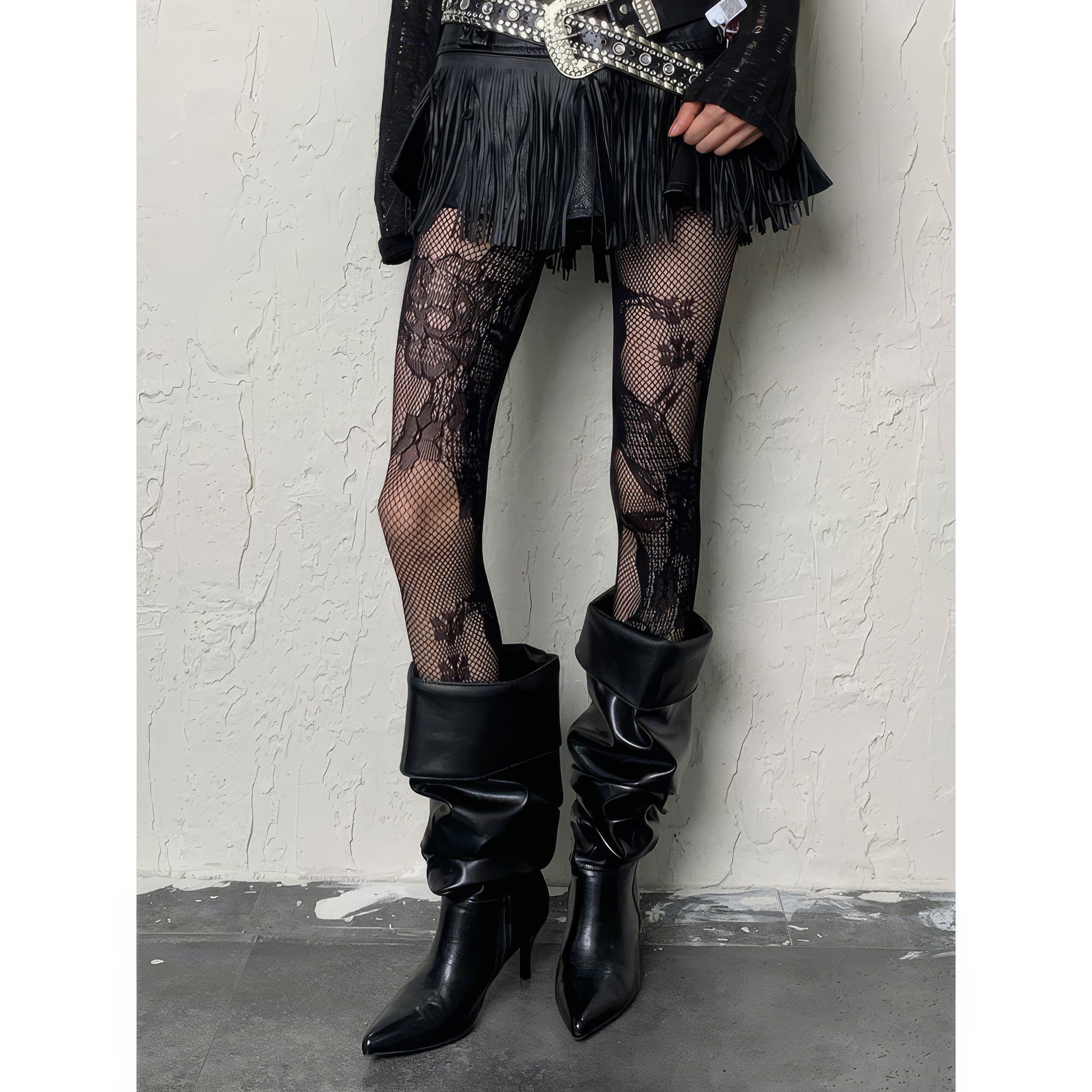 Floral Lace Fishnet Tights