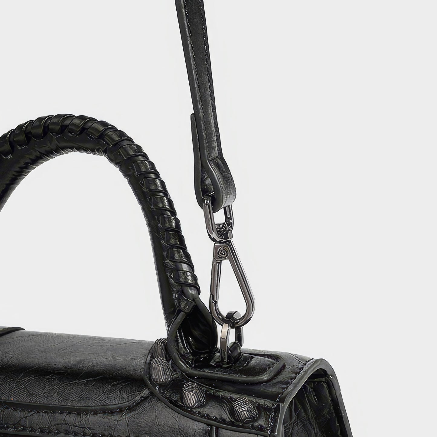 Textured Buckle Detail Mini Satchel Bag
