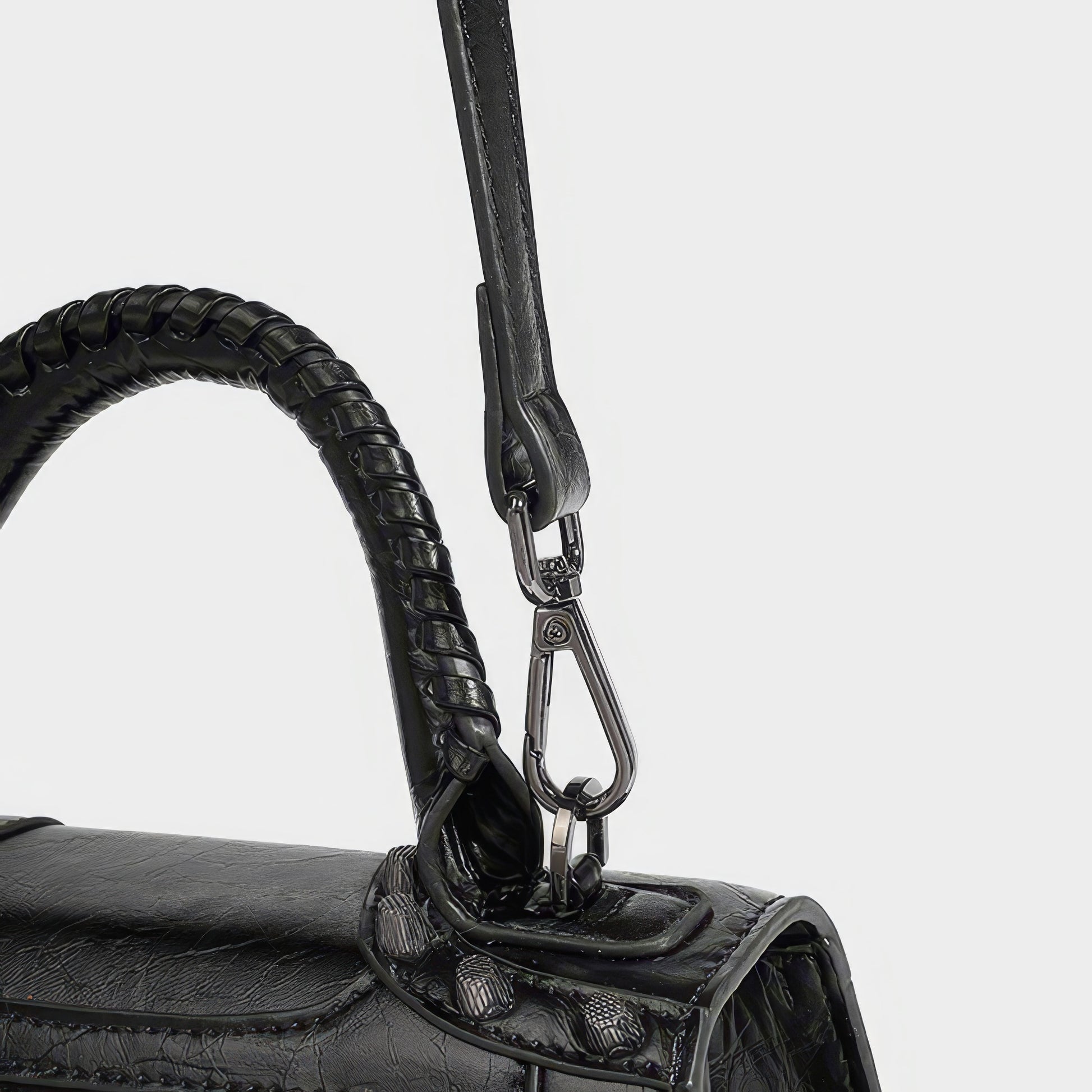 Textured Buckle Detail Mini Satchel Bag