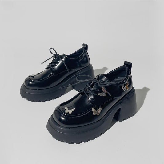 Black Butterfly Charm Platform Shoes
