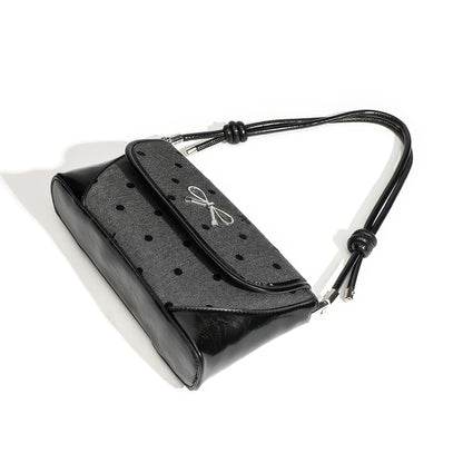 Polka Dot Bow Flap Shoulder Bag