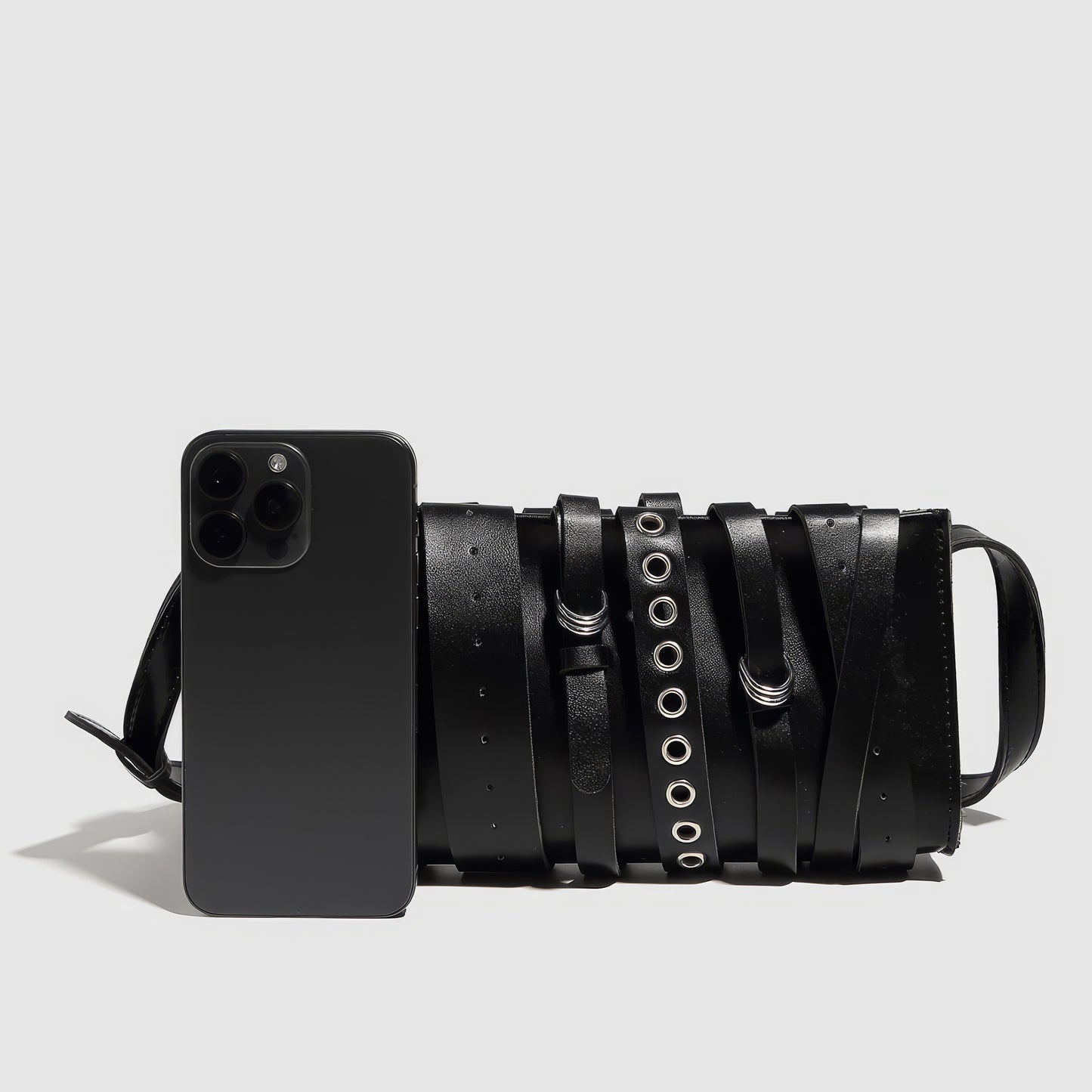 Layered Strap Buckle Detail Crossbody Bag