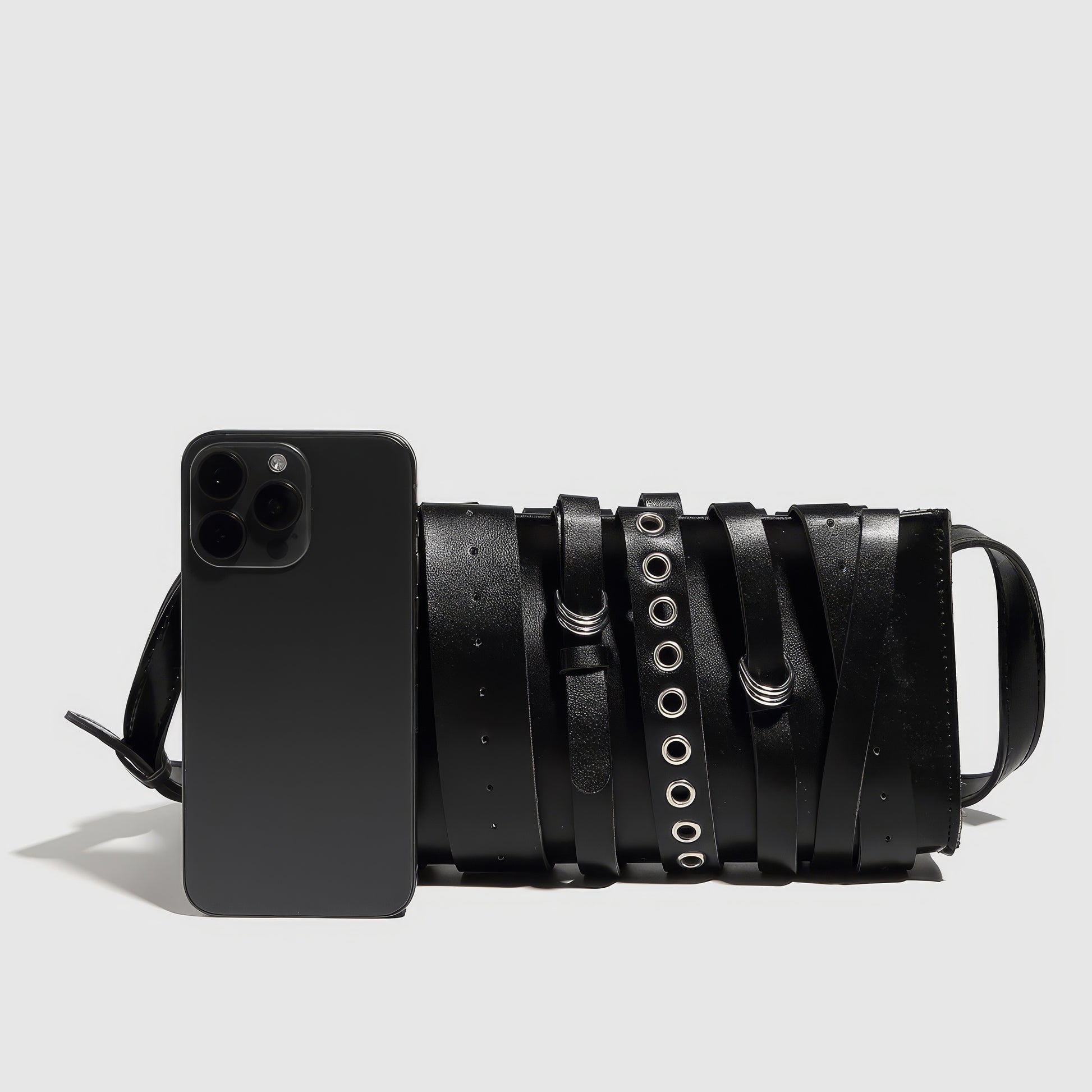 Layered Strap Buckle Detail Crossbody Bag