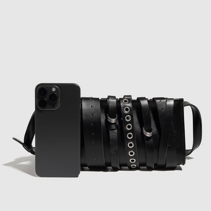 Layered Strap Buckle Detail Crossbody Bag