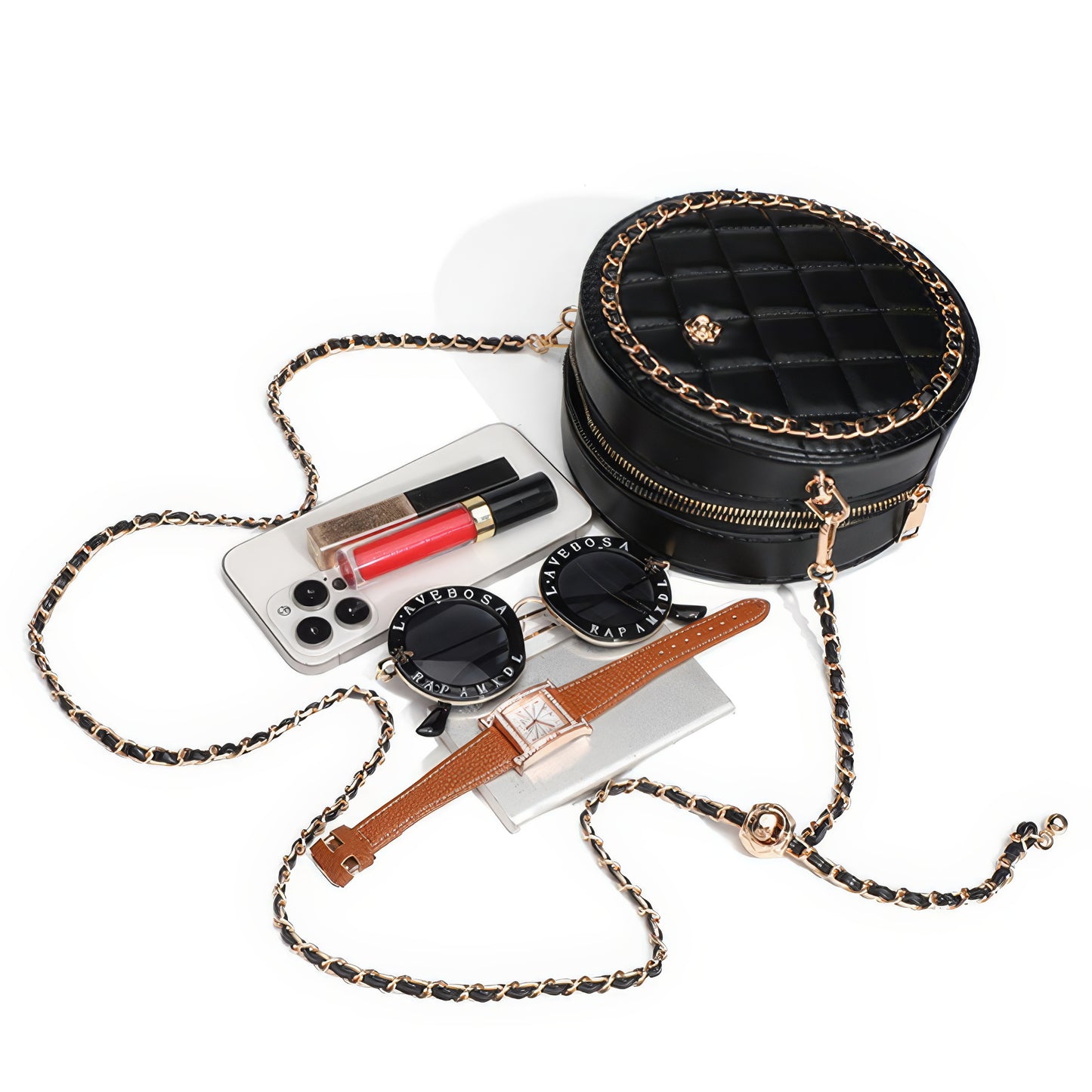 Quilted Circle Chain Mini Bag