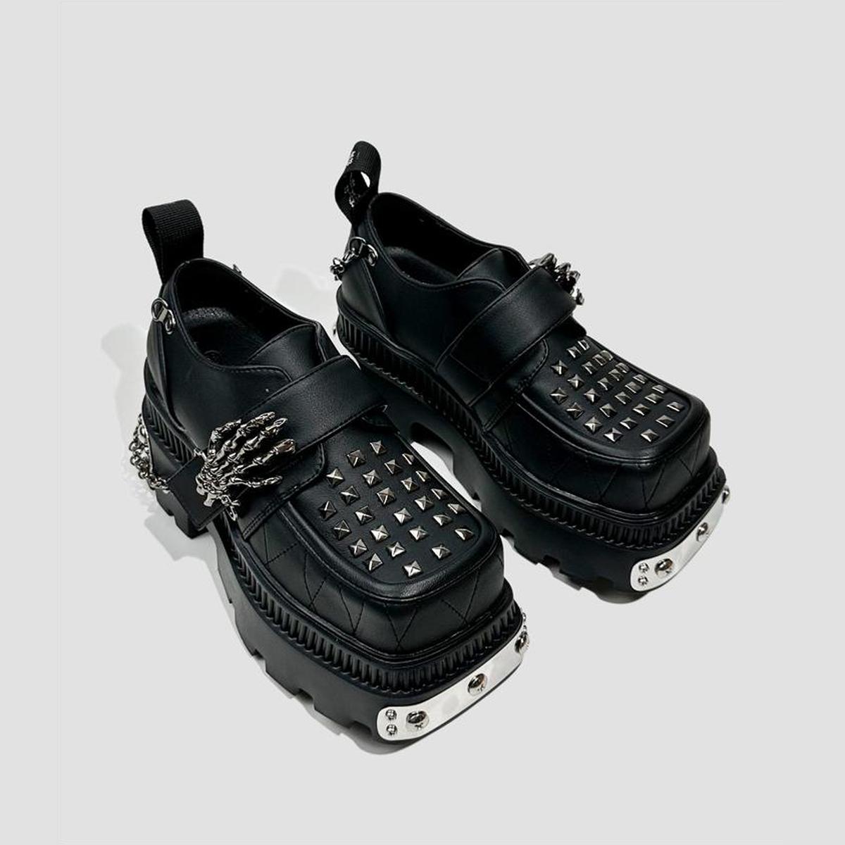 Black Chain Studded Platform Shoes