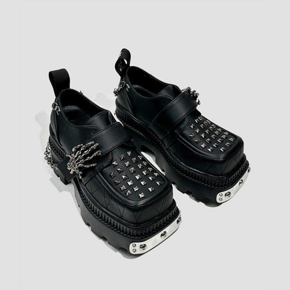 Black Chain Studded Platform Shoes
