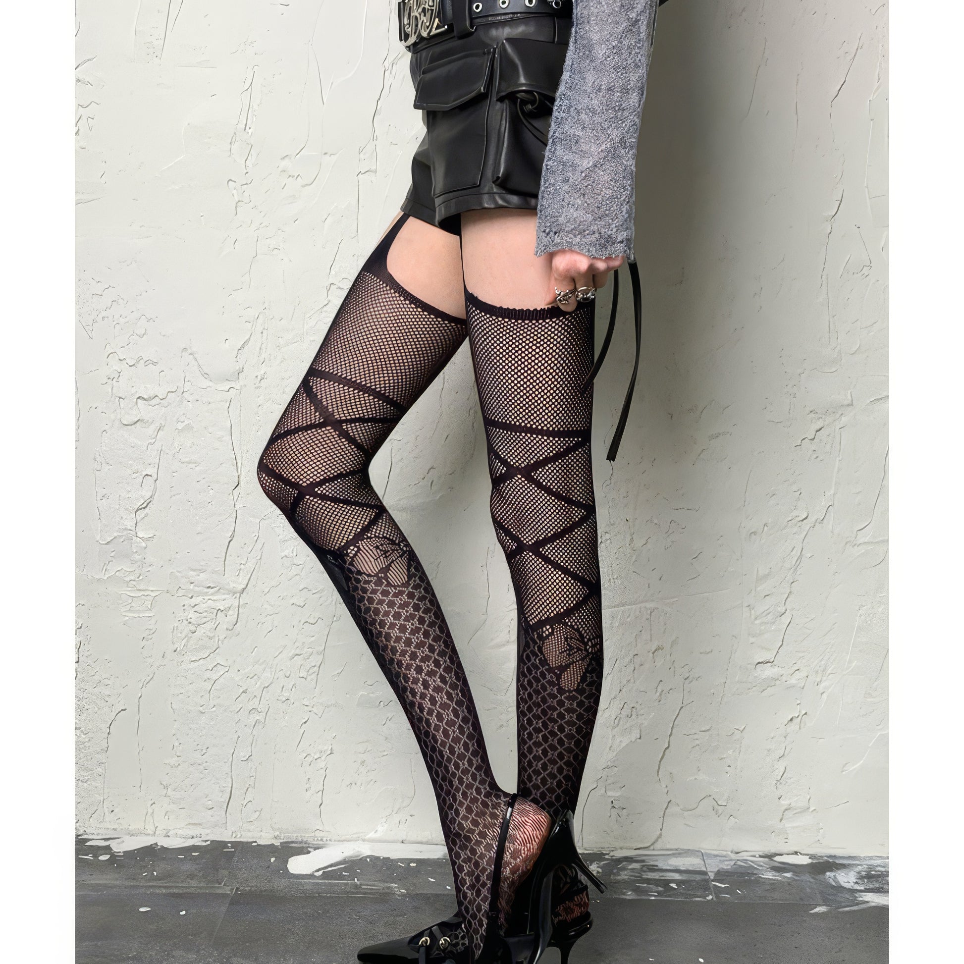 Bokior marble wine|Line cutout dark bow Y2K Shibuya Royal Sister Suspender Goth Ghost Horse Hot Girl