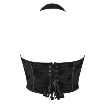 Velvet Floral Halter Corset Top