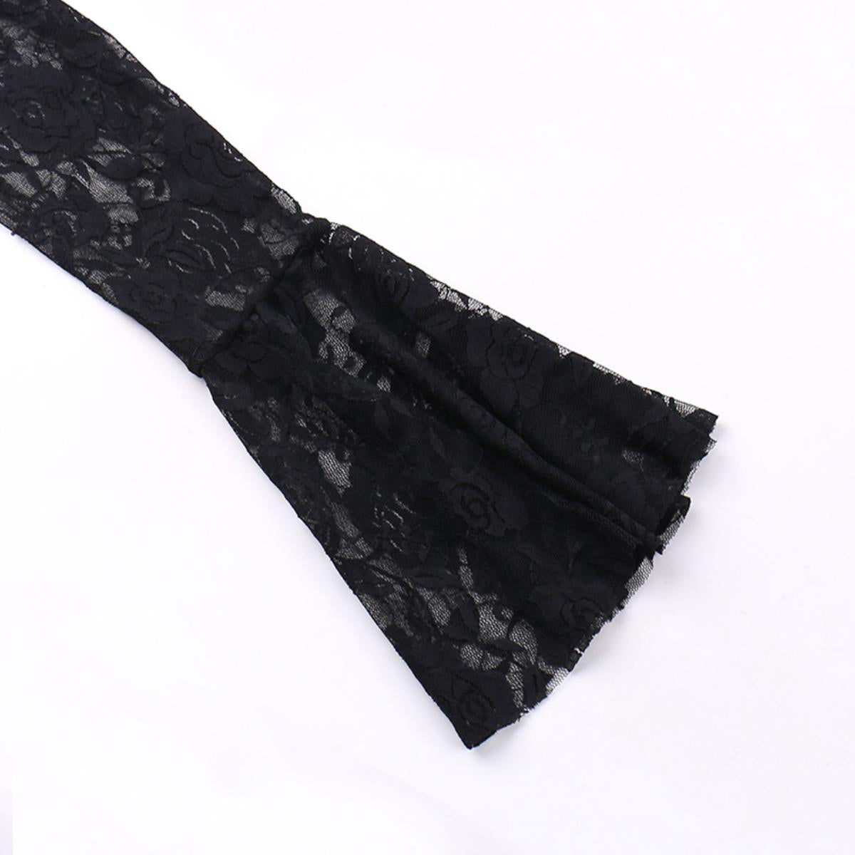 Velvet Lace Panel Long Dress