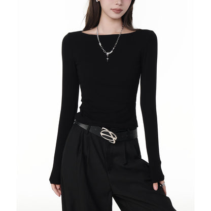 Asymmetrical Off Shoulder Black Top