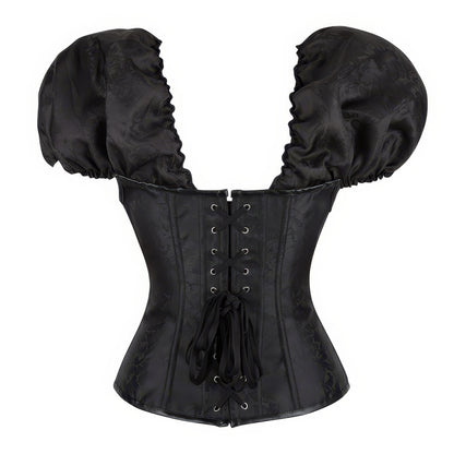Baroque Puff Sleeve Jacquard Corset Top