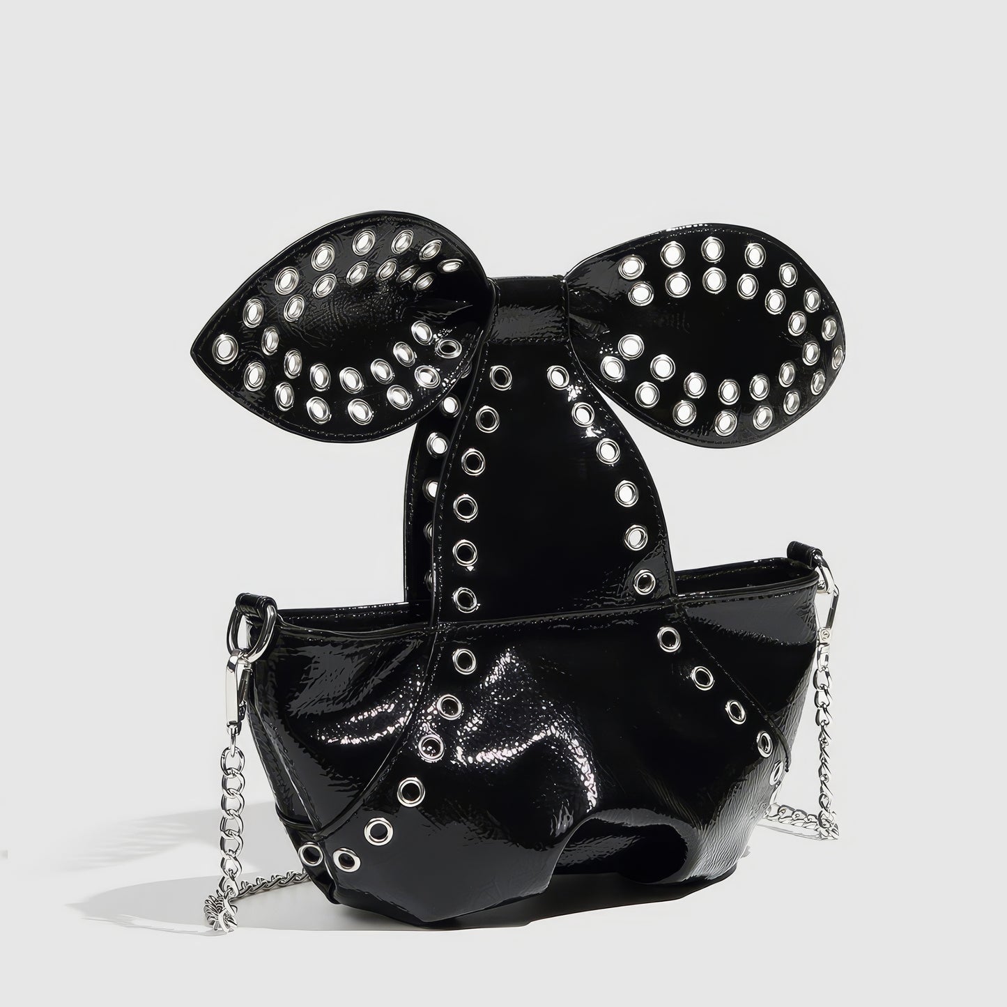 Studded Patent Bow Chain Bag